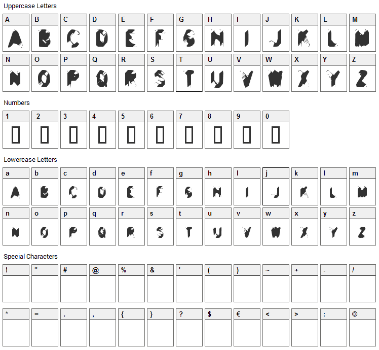 Balls to the Wall Font Character Map