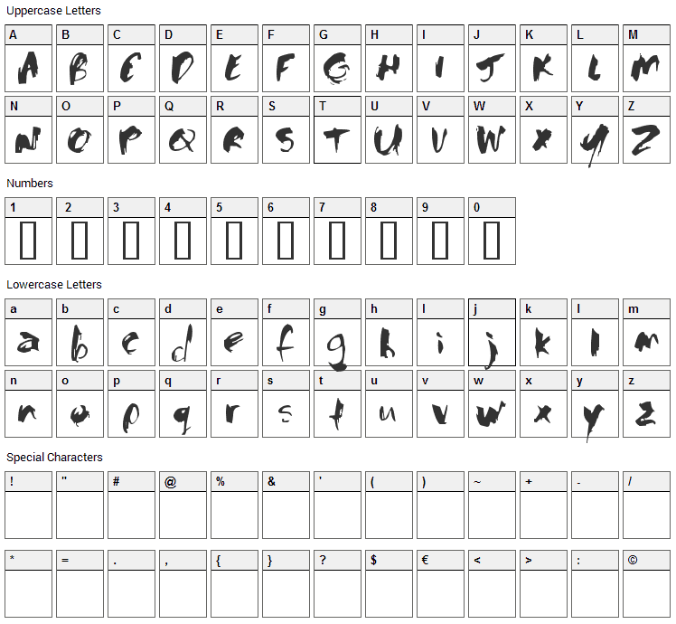 Baloney Font Character Map
