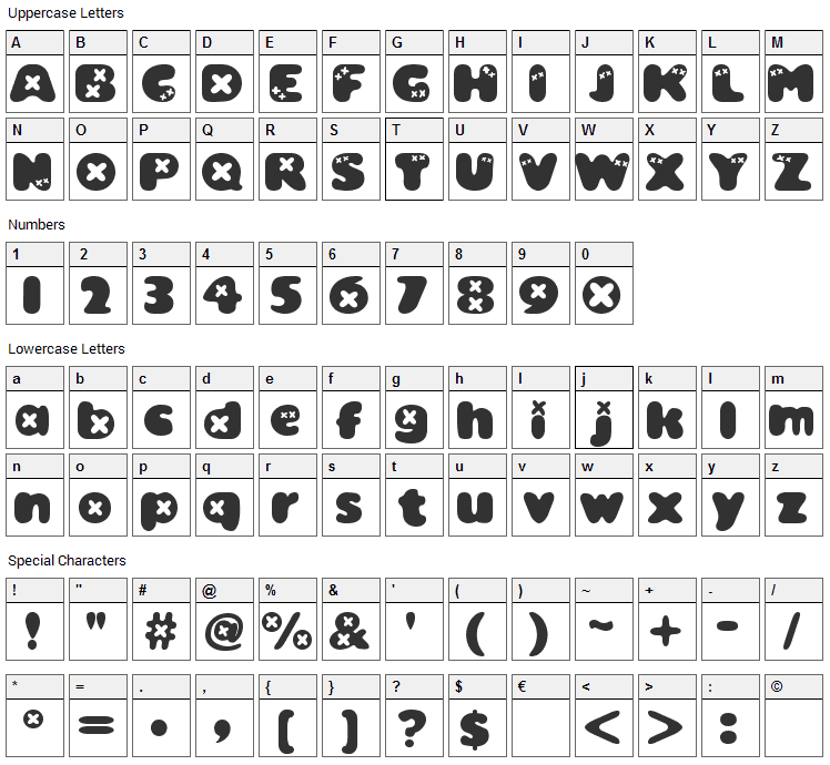 Bambino Font Character Map