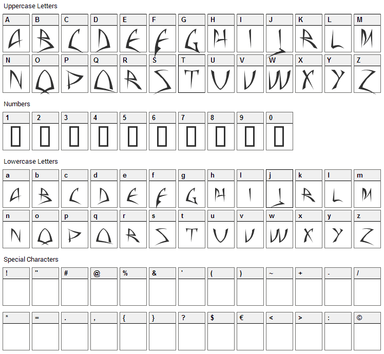 Baphomet Font Character Map