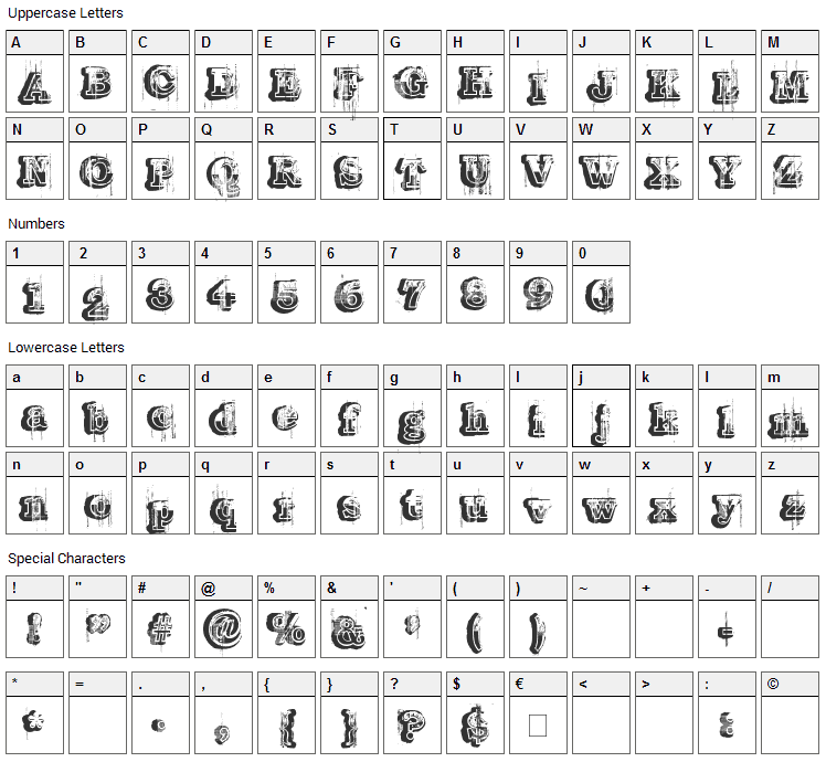 Barber Shop Font Character Map