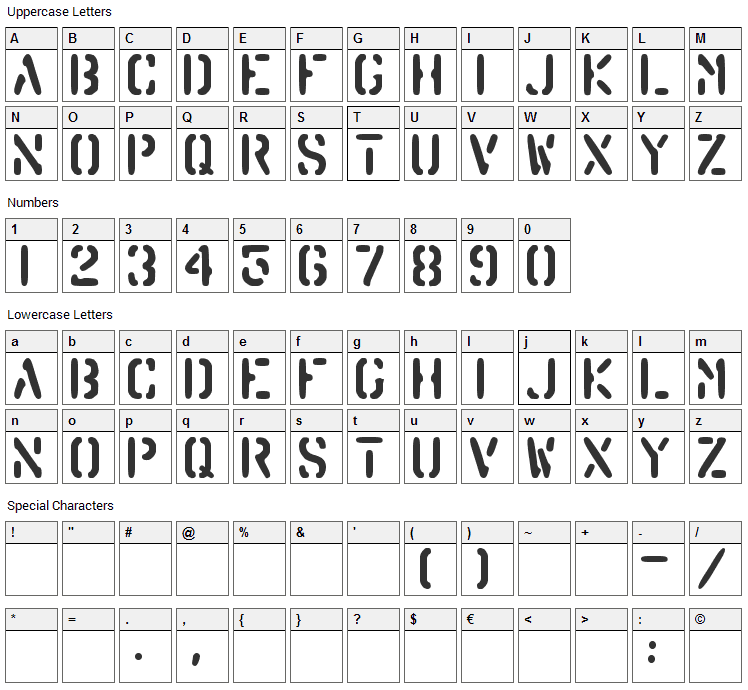 Barrel Font Character Map