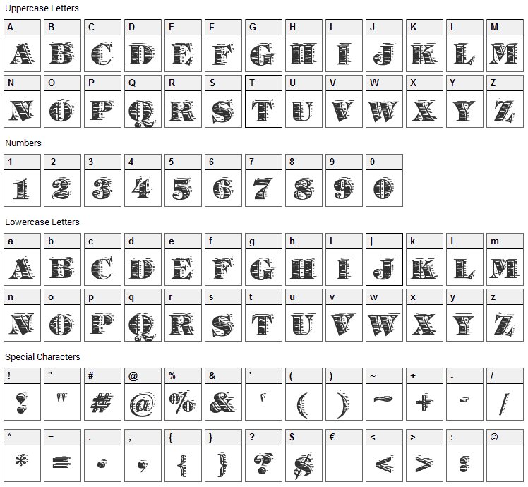 Barrelhouse All Caps Font Character Map