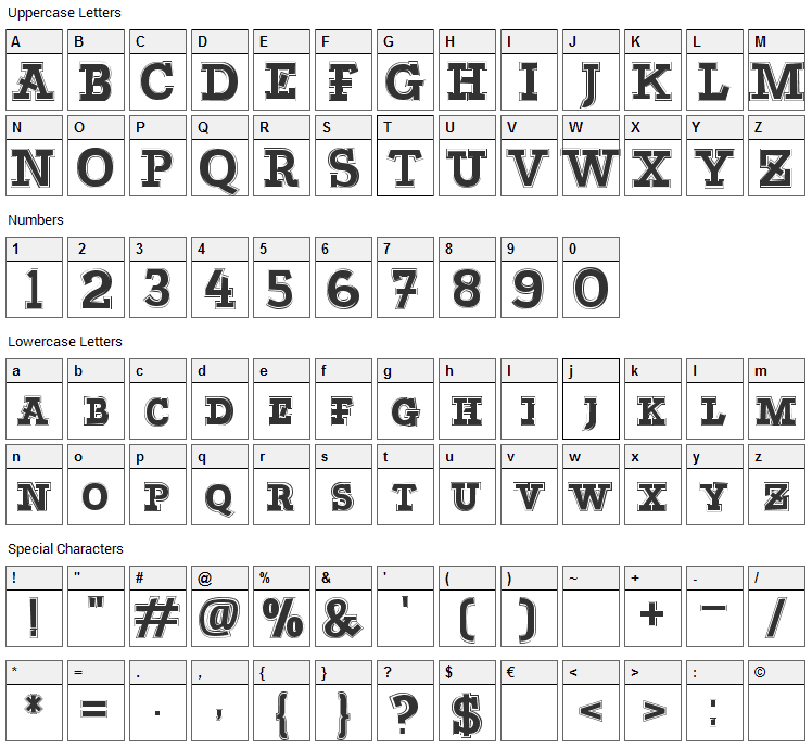 Bascula Font Character Map