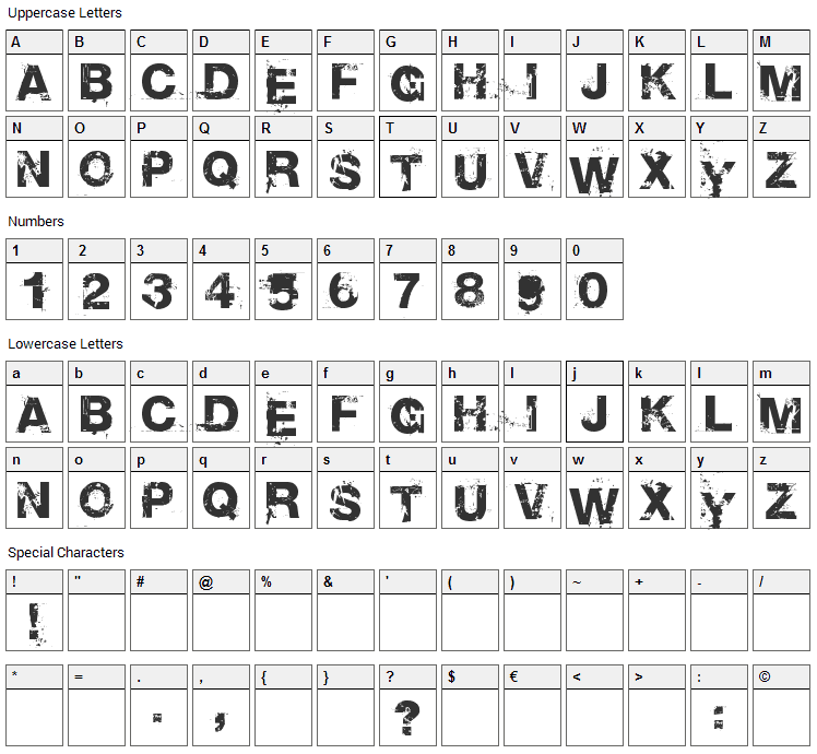 Base 02 Font Character Map