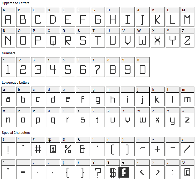 Basica Unicode Font Character Map