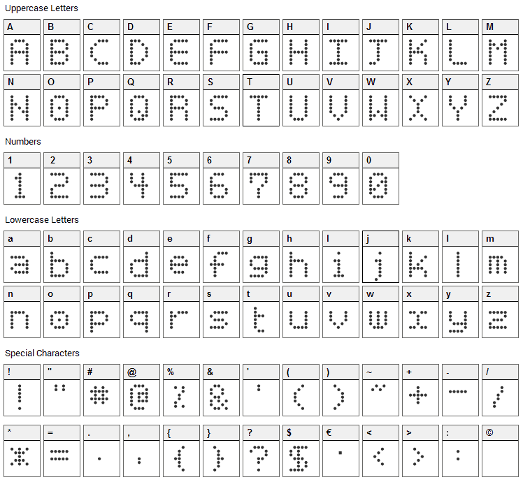 Basicdots Font Character Map