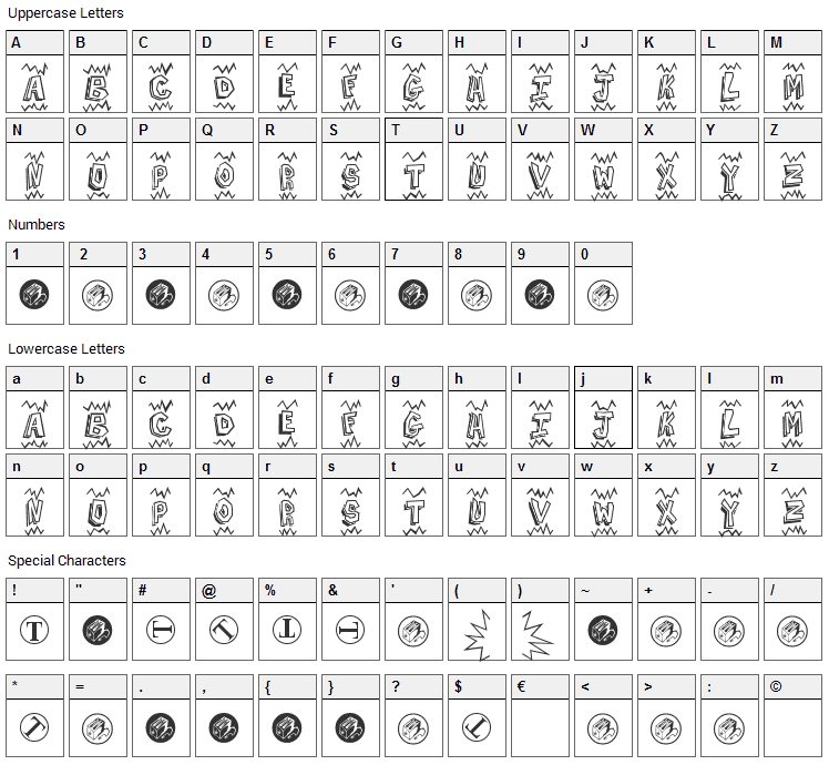 Batman Beat The Hell Outta Me Font Character Map