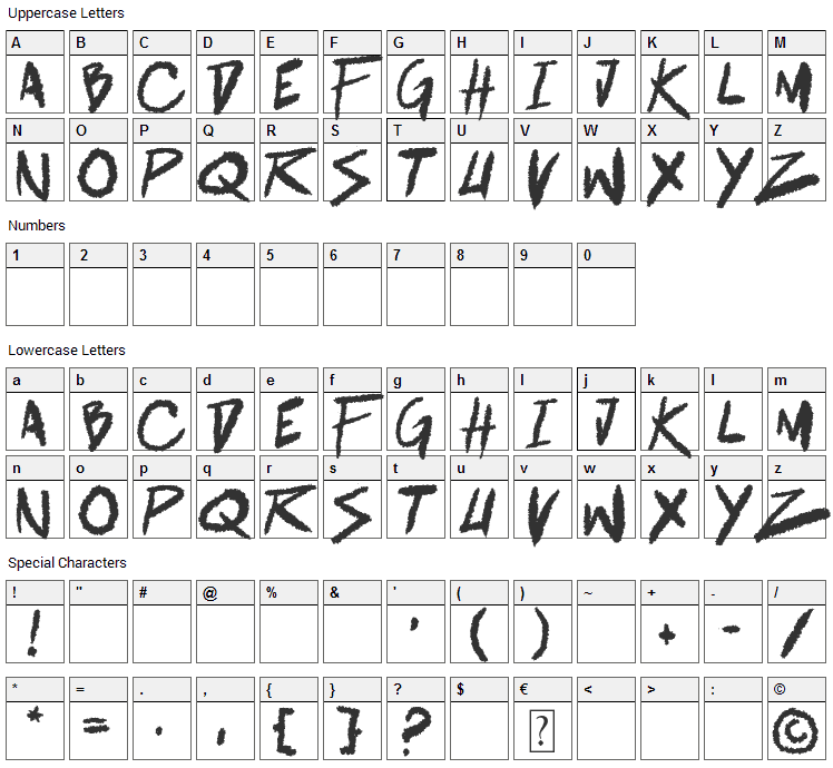 Battle Breath Font Character Map