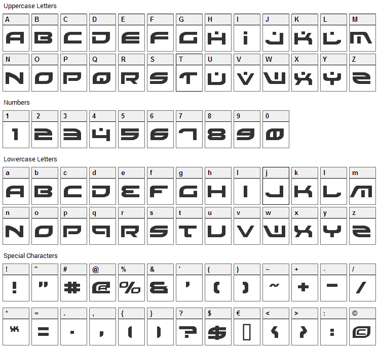 Battlefield Font Character Map