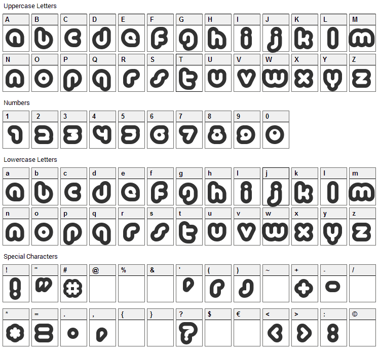 Baubau Font Character Map