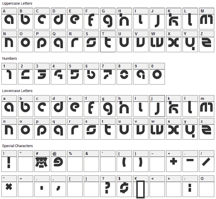 Bauwerck Font Character Map