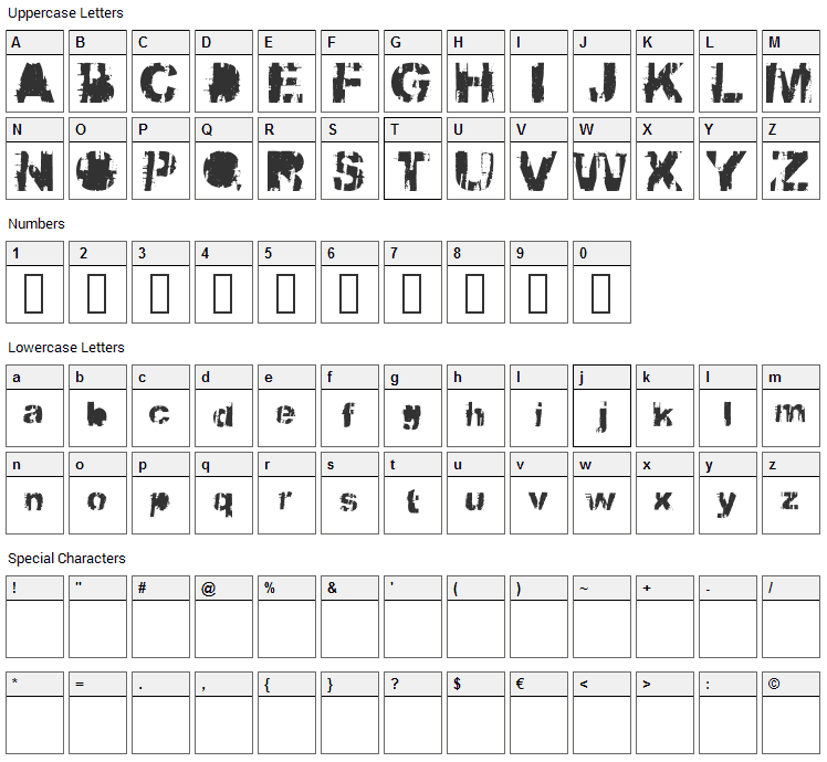 BBQcow Moo Font Character Map