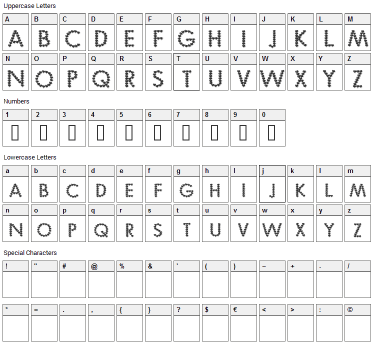 Be My Valentine Font Character Map