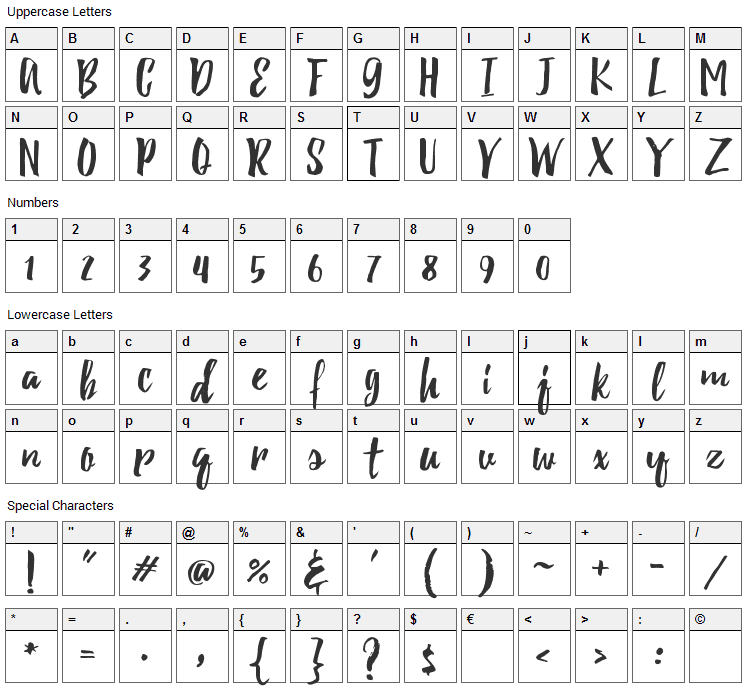 Beacon Font Character Map
