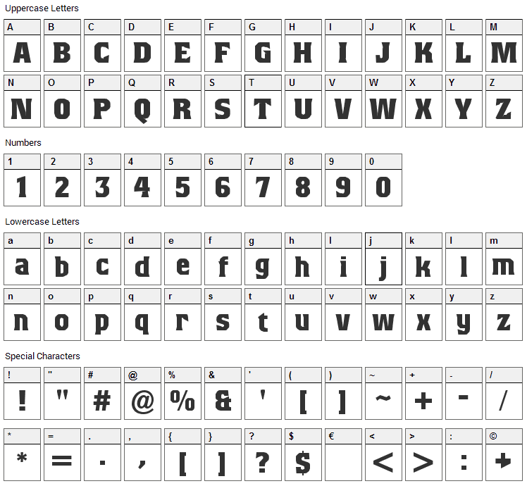 Beagle Brigade Font Character Map