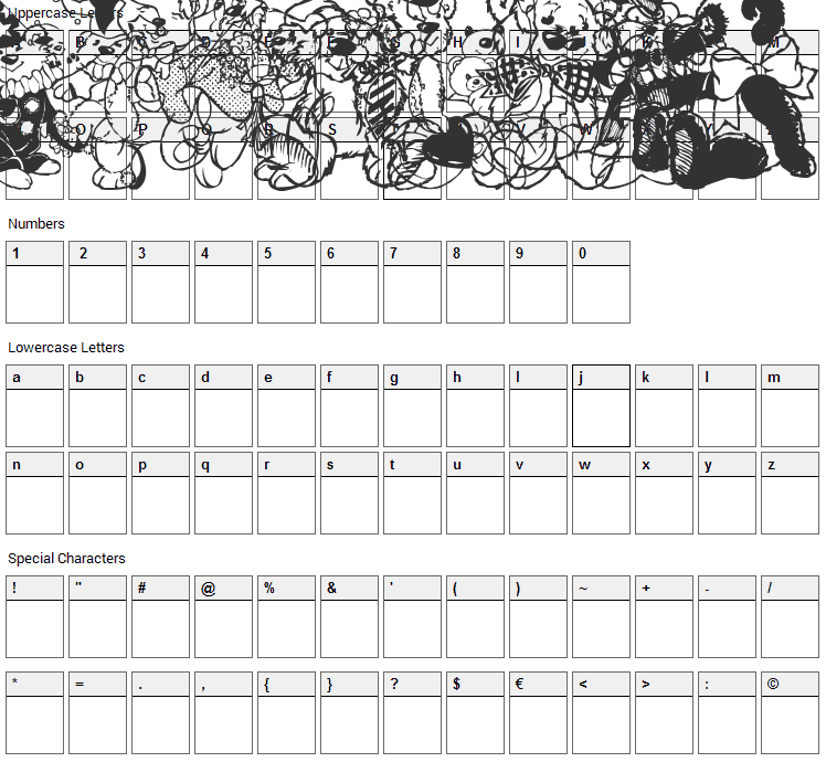 BearBats Font Character Map