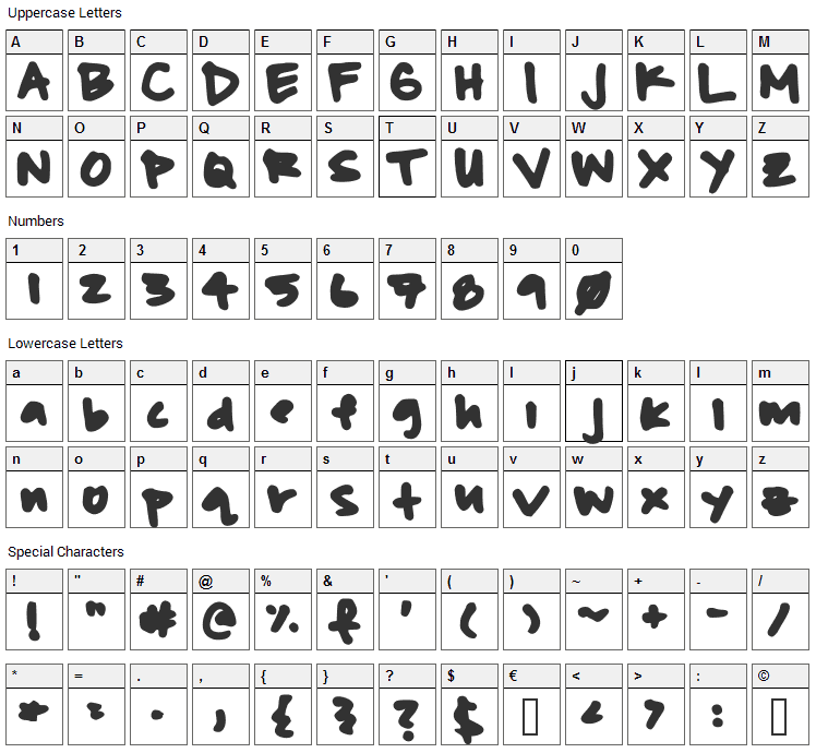 Beasley Font Character Map