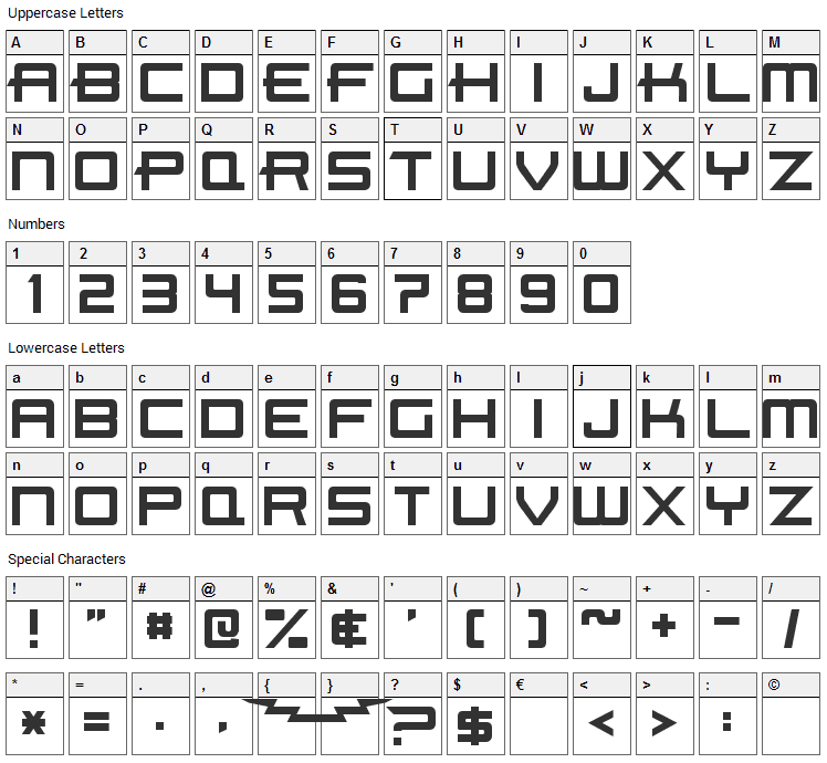 Beast Machines Font Character Map