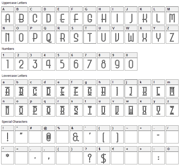 Beauty School Dropout II Font Character Map