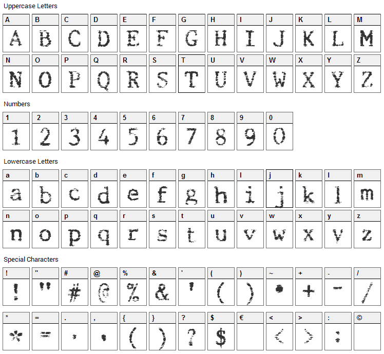 Beccaria Font Character Map