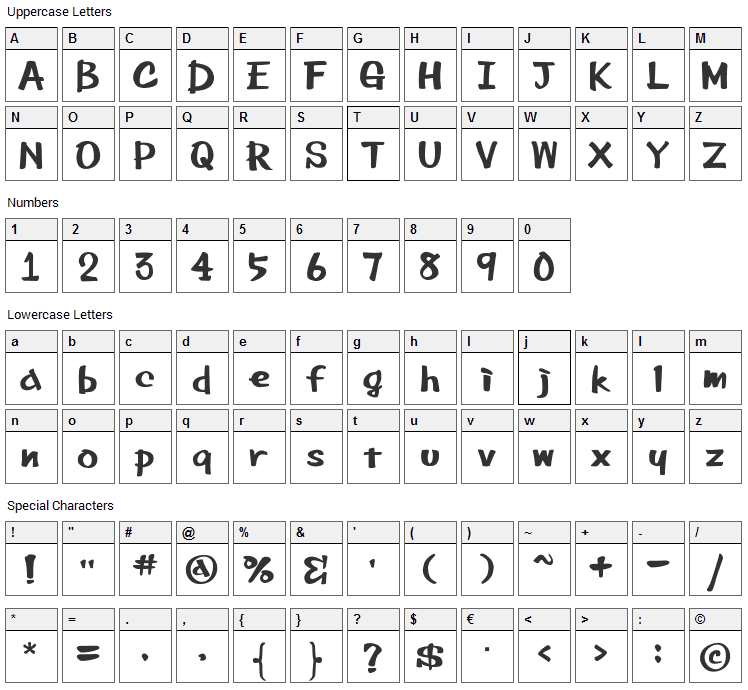 Bee Marker Ink Font Character Map