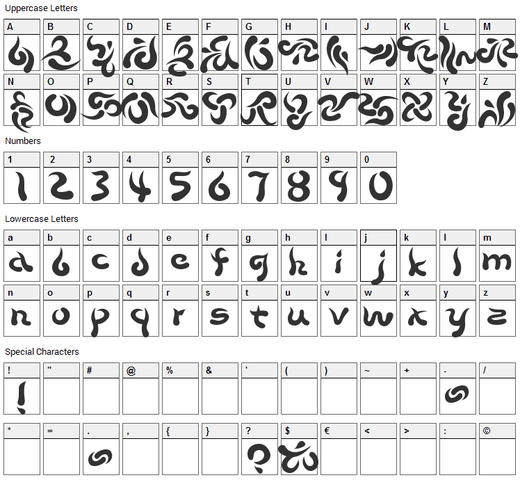 Beech Font Character Map