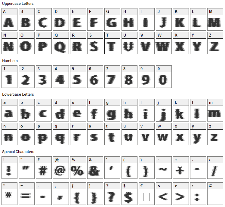 Beer Goggles Font Character Map