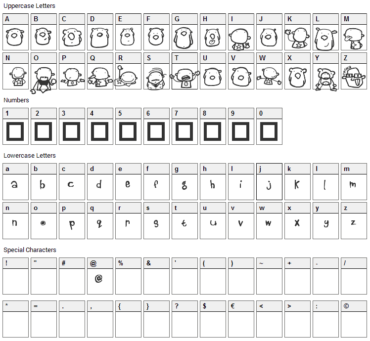 Beestings Bats Font Character Map