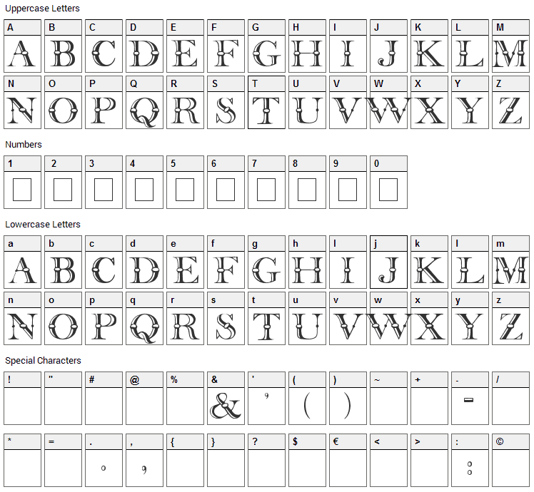 Beffle Font Character Map