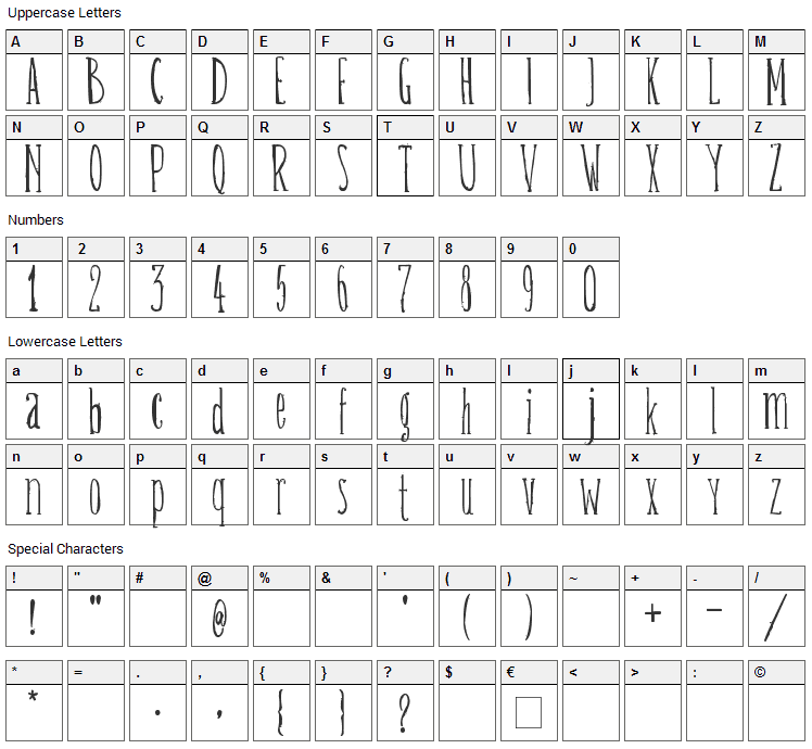 Belisa Plumilla Manual Font Character Map