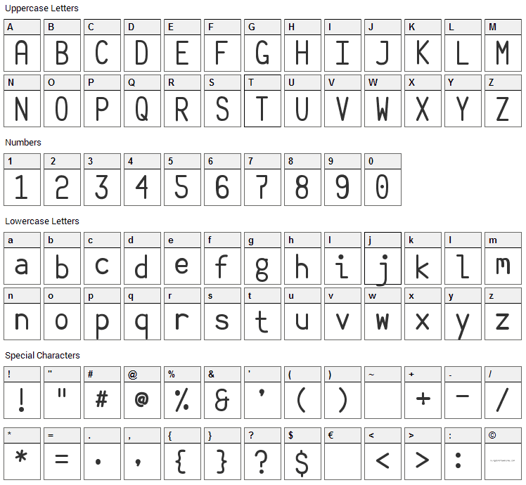 Belshaw Donut Robot Font Character Map