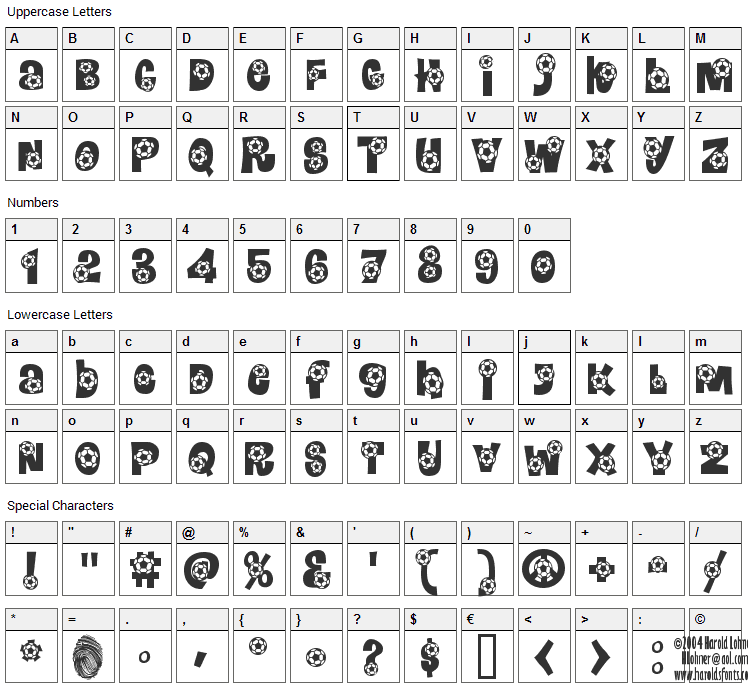 Bend It Font Character Map