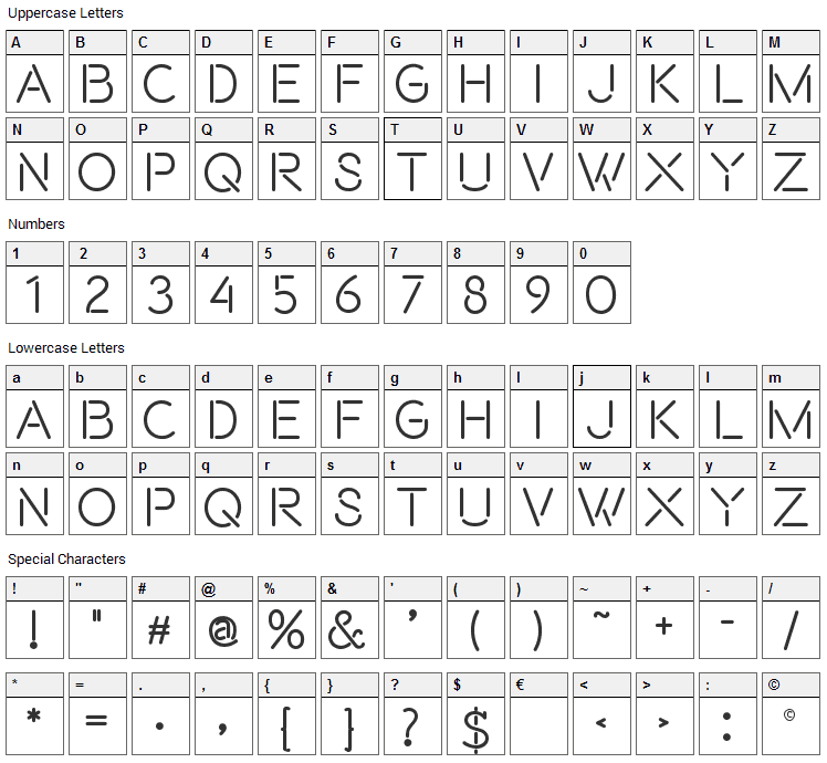 Beon Font Character Map