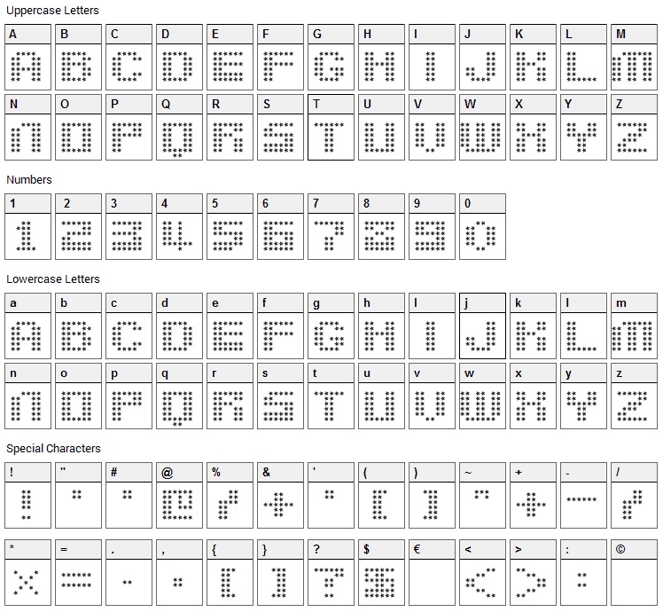 Berion Font Character Map