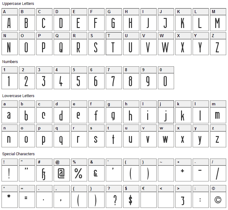 Berlin Email Font Character Map