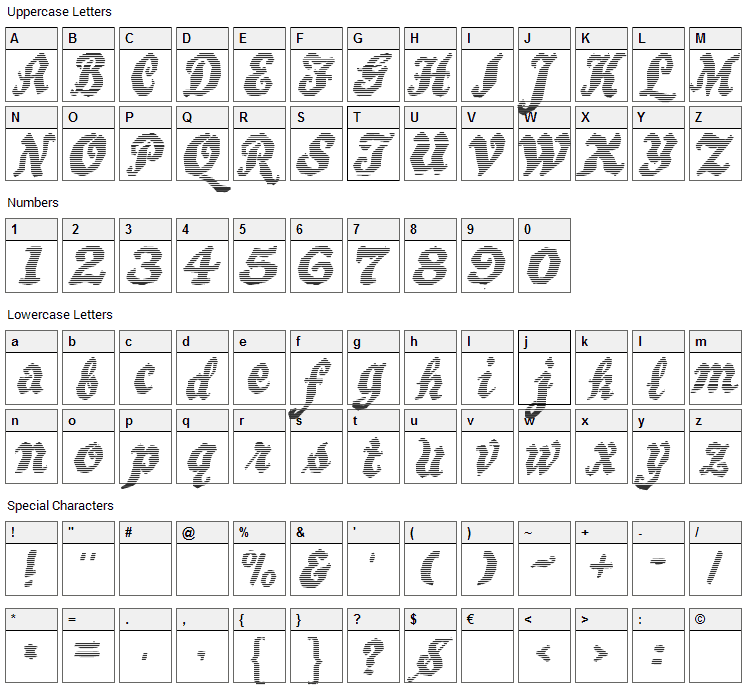 Beware The Neighboors Shadow Font Character Map