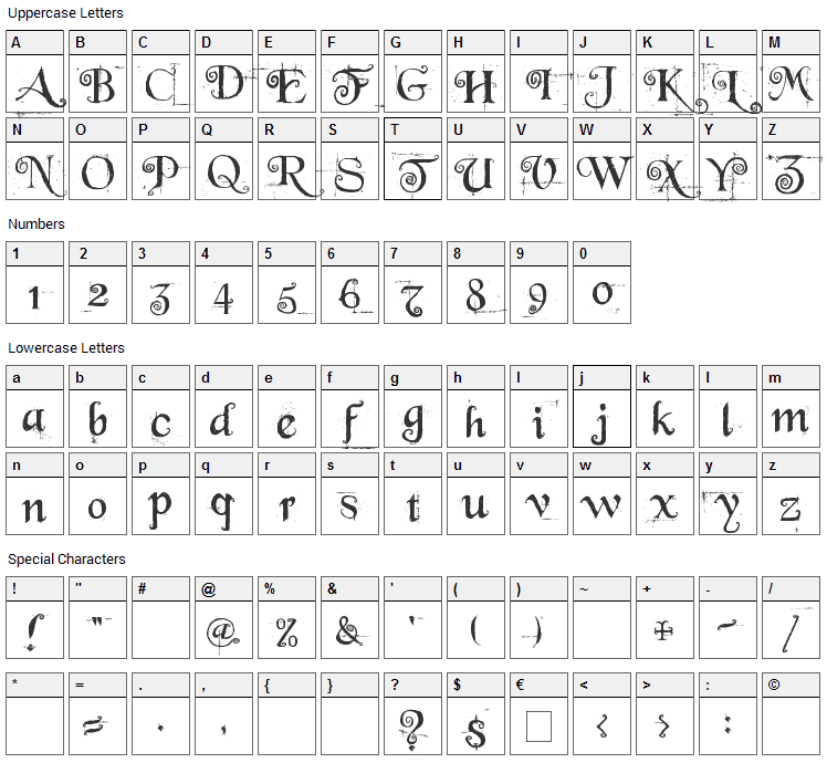 Beyond Wonderland Font Character Map
