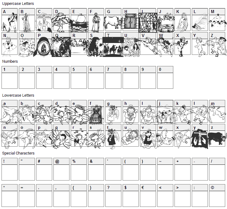 Biblical Font Character Map