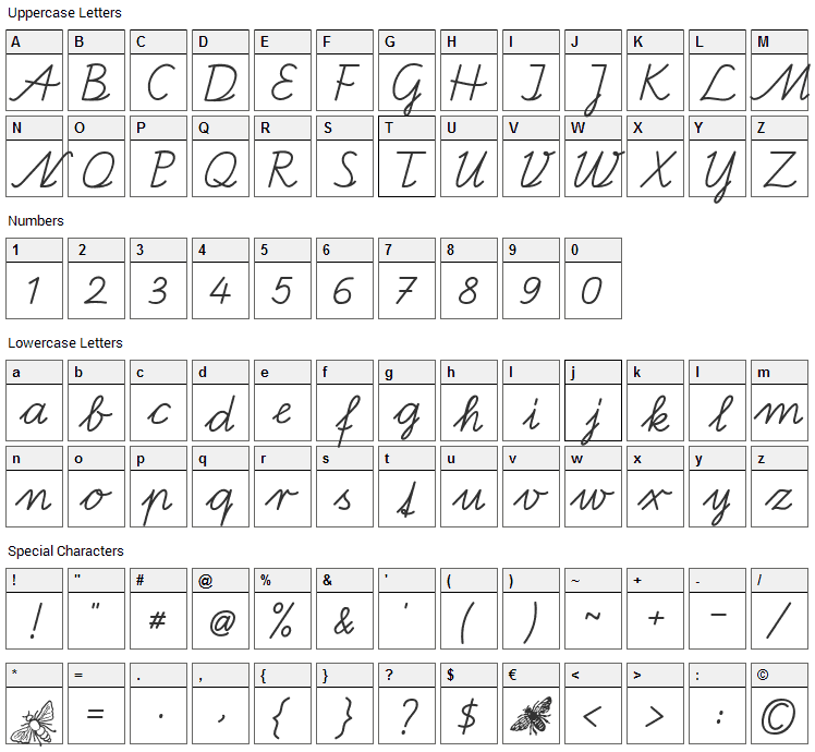 Bienchen SAS Font Character Map