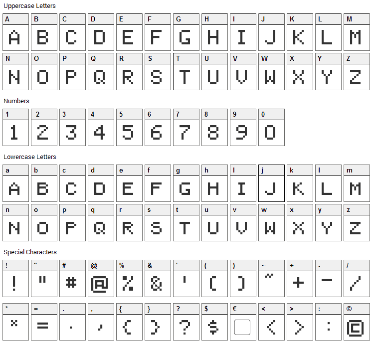 Bienvenu Font Character Map