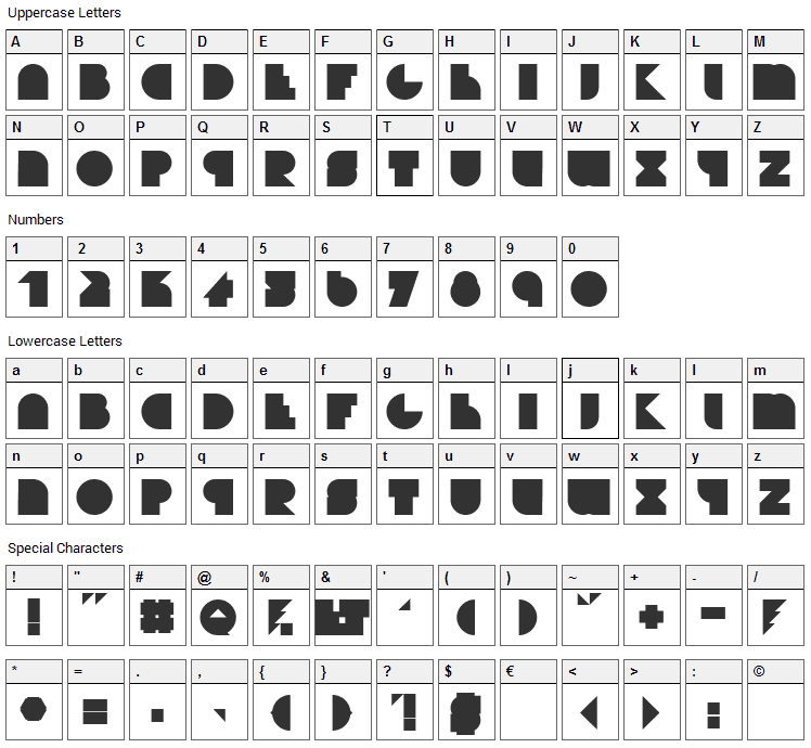 Bifurk Font Character Map