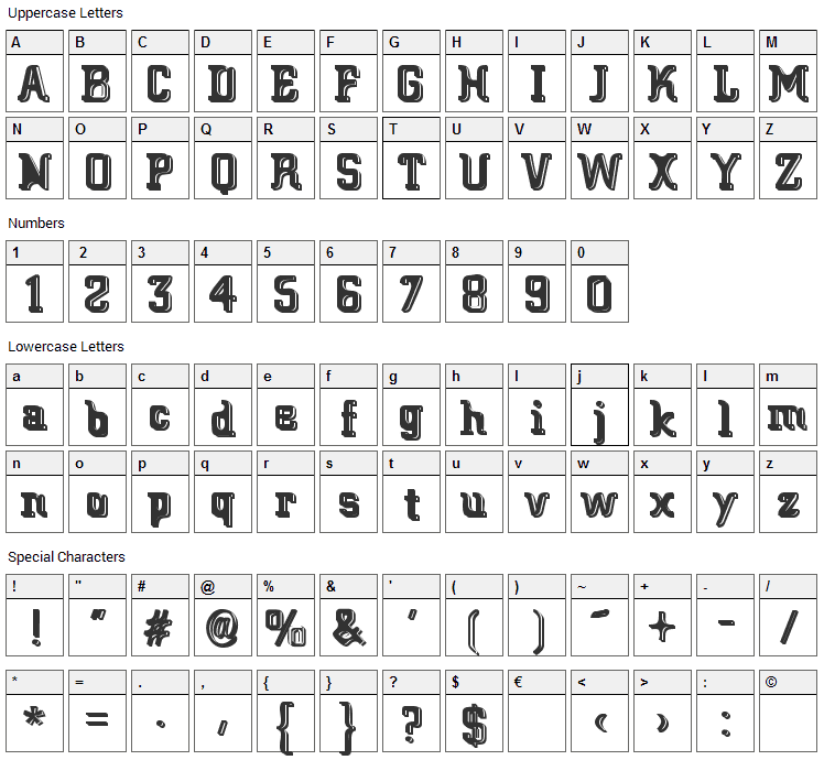 Big Blocko Font Character Map