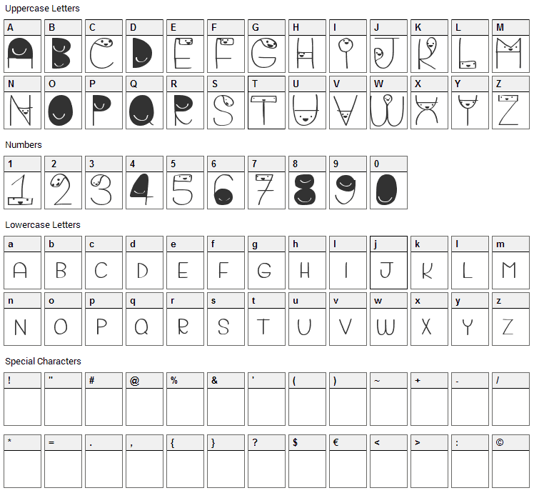 Bigattino Font Character Map