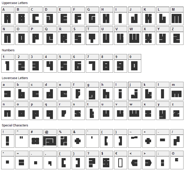 Billding Font Character Map