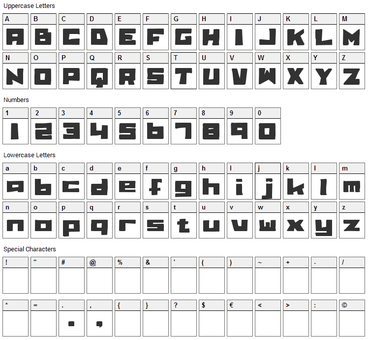Billie Bob Font Character Map