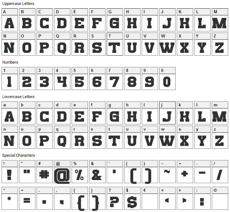 Bills Mafia Font Character Map