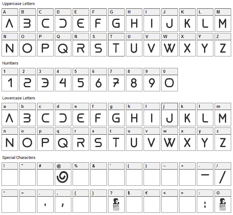 Bioliquid Font Character Map