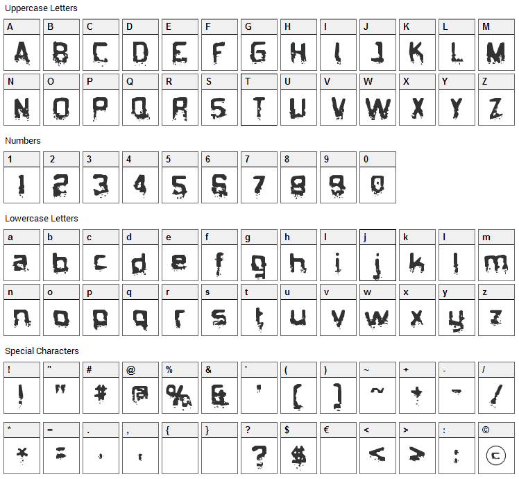 Biometric Joe Font Character Map