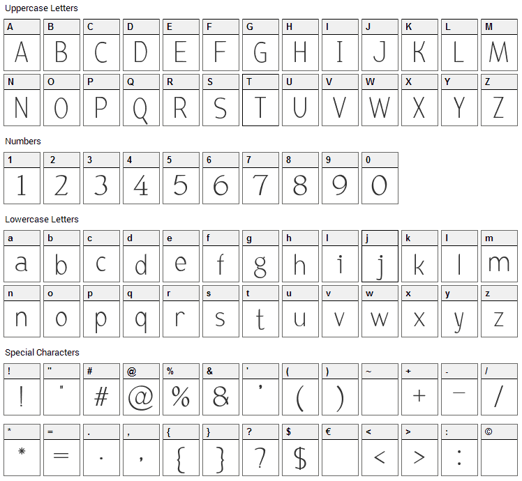 Bird Cherry Font Character Map